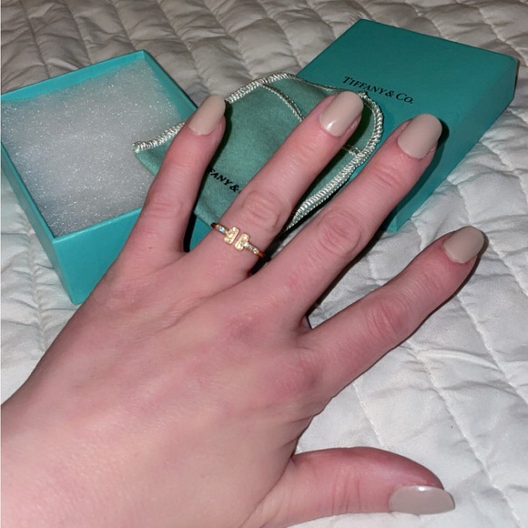 Tiffany & Co. Rose Gold T Ring with Diamonds - Picture 7 of 9